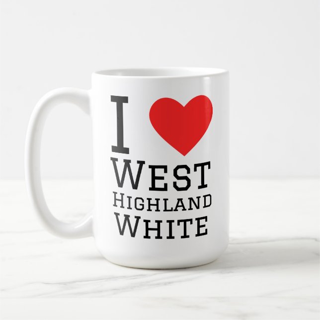 Caneca De Café Eu amo west highland branco (Esquerda)