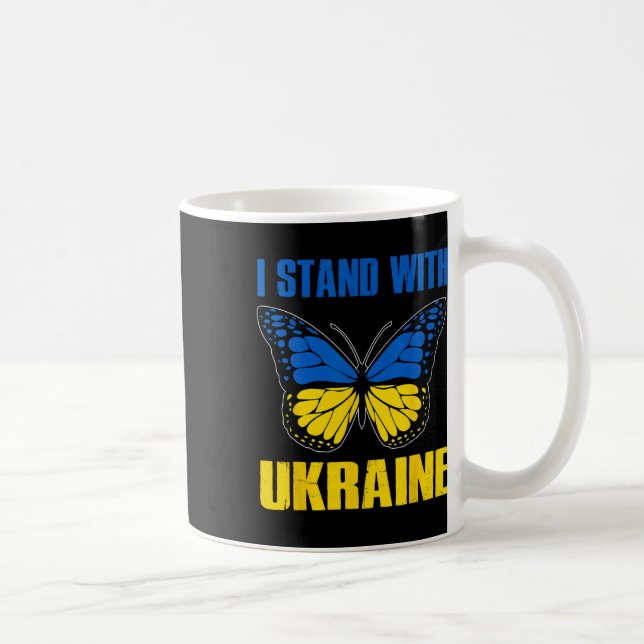 Caneca De Café Eu Apoio A Borboleta Da Bandeira Da Ucrânia (Direita)