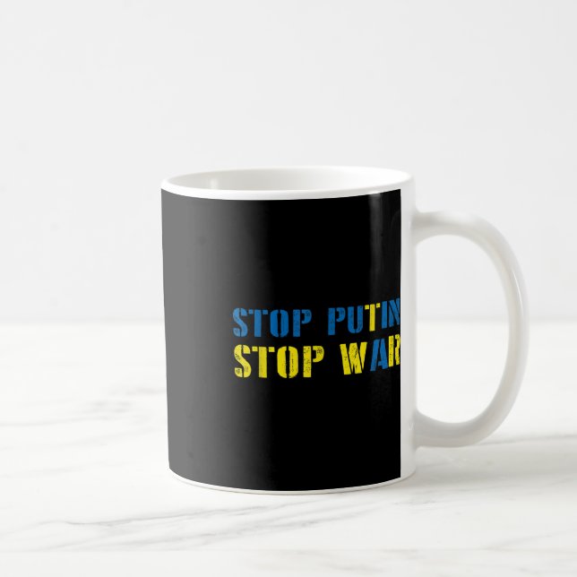 Caneca De Café Eu Apoio A Ucrânia Para Putin Parar A Guerra (Direita)