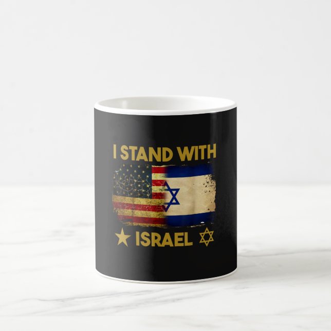 Caneca De Café Eu Apoio Israel Bandeira da América (Centro)
