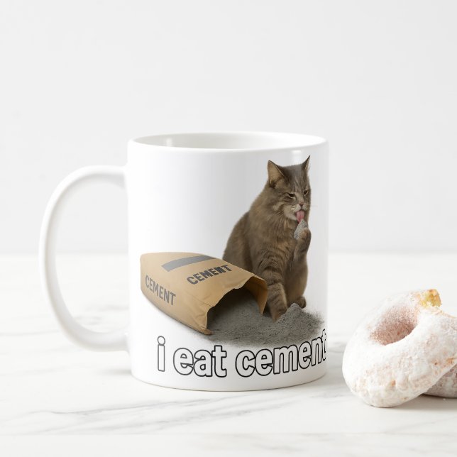Caneca De Café Eu Como Memorando de Gato de Cimento Camiseta Engr (Com Donut)