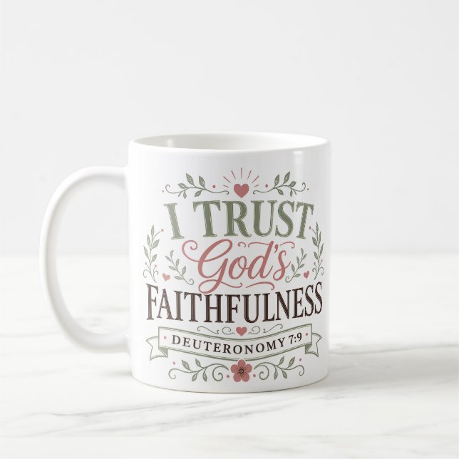 Caneca De Café Eu Confio na Fidelidade de Deus Citação Cristã (Esquerda)