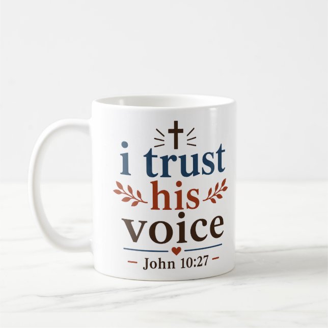 Caneca De Café Eu Confio na Sua Voz Devocional Cristã Matinal (Esquerda)