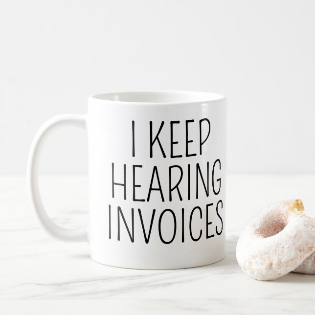 Caneca De Café Eu continuo ouvindo faturas Presente engraçado par (Com Donut)