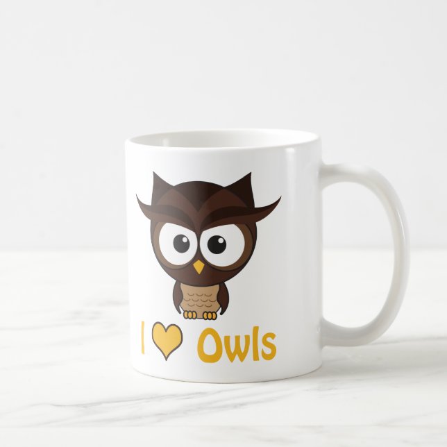 Caneca De Café Eu coração (amor) corujas (Direita)