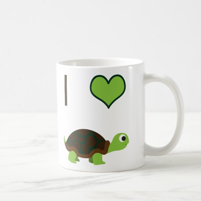 Caneca De Café Eu coração (amor) Tartarugas (Direita)