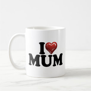 Caneca De Café Eu coração brilhante vermelho DIA DAS MÃES dia das