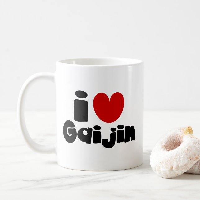Caneca De Café Eu coração Gaijin (Com Donut)