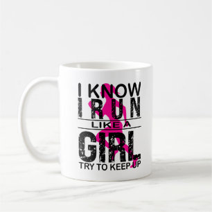 Caneca De Café Eu corro como uma moça tentando continuar, corrend