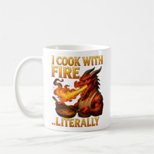 Caneca De Café Eu Cozinho Com Fogo... Literalmente Chef Dragão F