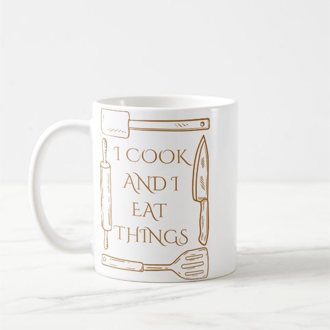 Caneca De Café Eu cozinho e comi coisas engraçadas design Cozinha (Esquerda)