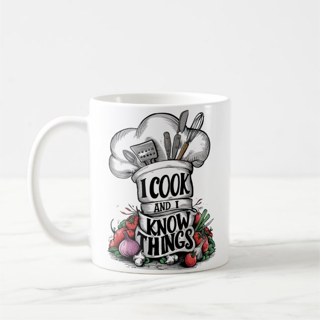 Caneca De Café Eu Cozinho e Eu Sei das Coisas humor culinário (Esquerda)