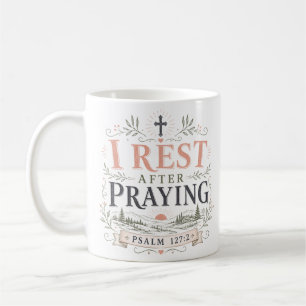 Caneca De Café Eu descanso após orar Citação Cristã Espiritual