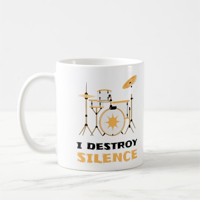 Caneca De Café Eu Destruo Silence Funny Drummer (Esquerda)