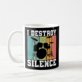 Caneca De Café Eu Destruo Silêncio Vintage Drummer Retro