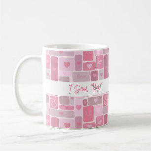 Caneca De Café Eu Disse Sim Pink Engagement Modern Script
