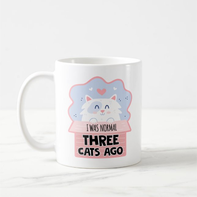 Caneca De Café Eu Era Normal Há Três Gatos (Esquerda)