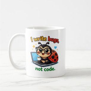 Caneca De Café Eu escrevo bugs, não código.