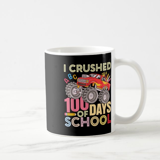 Caneca De Café Eu Esmagei 100 Dias De Escola Para Truque Monstro  (Direita)
