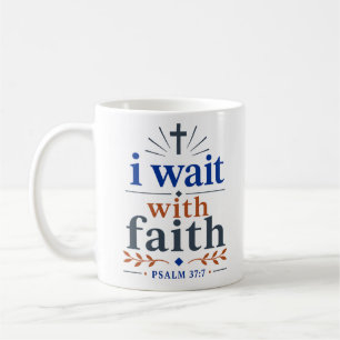 Caneca De Café Eu Espero Com Fé Versículo Inspirador da Bíblia Cr