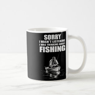 Caneca De Café Eu Estava Pensando Em Pescar Piadas De Pescador