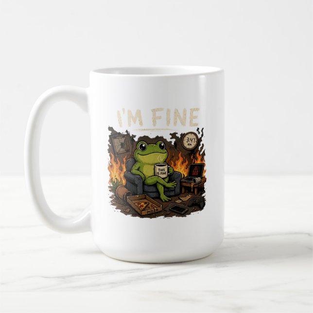 Caneca De Café Eu Estou Bem Sapo Isto Está Bem Arte de Meme (Esquerda)