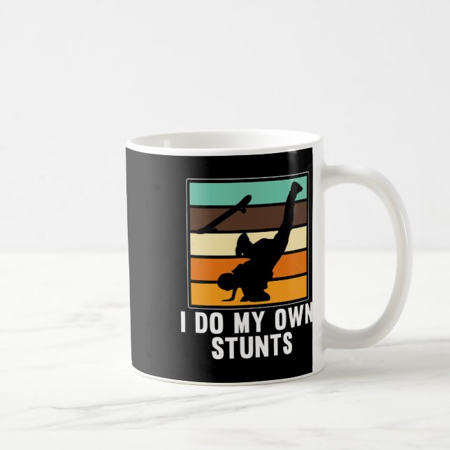 Caneca De Café Eu Faço Meus Próprios Estunts Skate Skateboard Amo (Direita)
