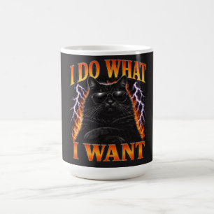 Caneca De Café Eu Faço O Que Quero Gato Preto Rebelde Legal