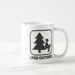 Caneca De Café Eu faço xixi fora da menina Sinal engraçado Campin
