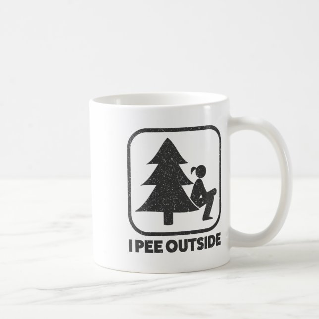 Caneca De Café Eu faço xixi fora da menina Sinal engraçado Campin (Direita)