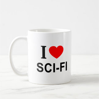 Caneca De Café Eu ❤️ FICÇÃO CIENTÍFICA Eu AMO FICÇÃO CIENTÍFICA E