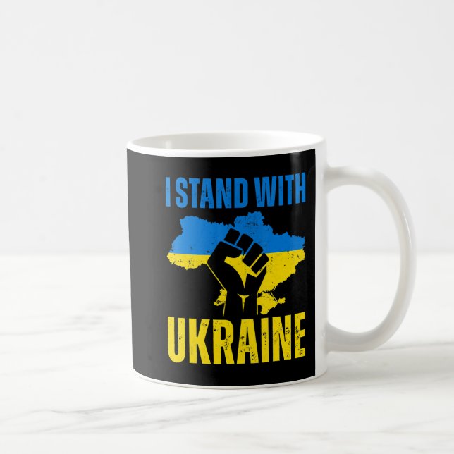 Caneca De Café Eu Fico Com A Ucrânia A Bandeira Da Ucrânia Levant (Direita)