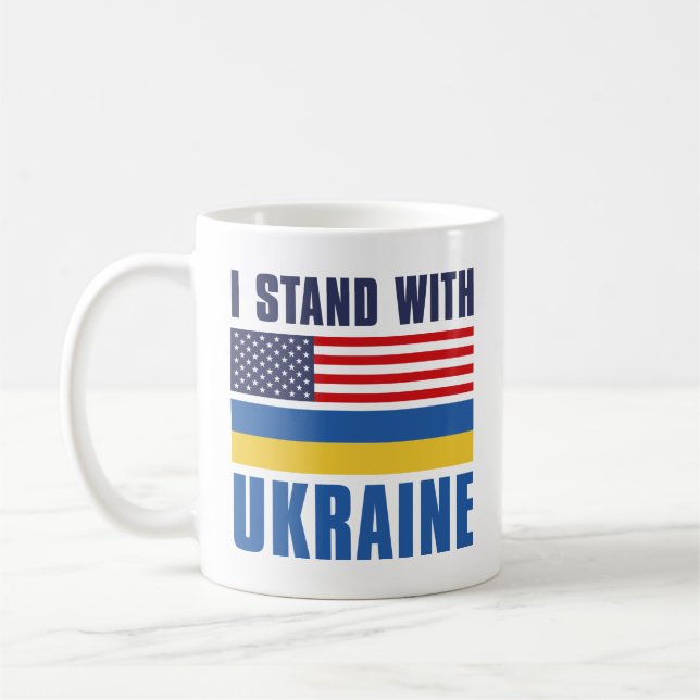 Caneca De Café Eu fico com a Ucrânia EUA (Esquerda)