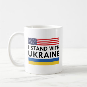 Caneca De Café Eu fico com a Ucrânia EUA
