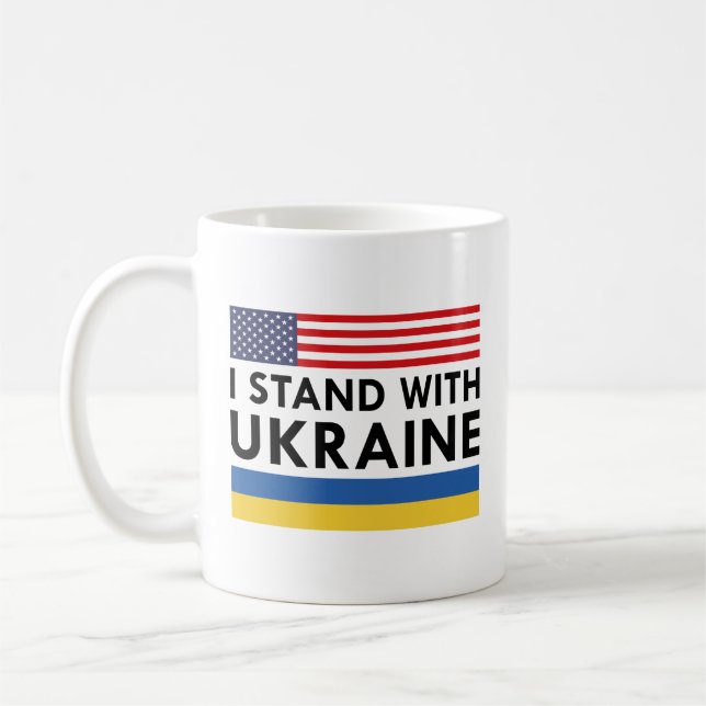 Caneca De Café Eu fico com a Ucrânia EUA (Esquerda)
