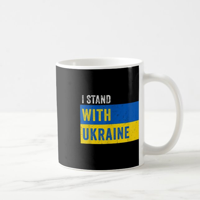 Caneca De Café Eu Fico Com A Ucrânia - Pare De Putin Para O Apoio (Direita)