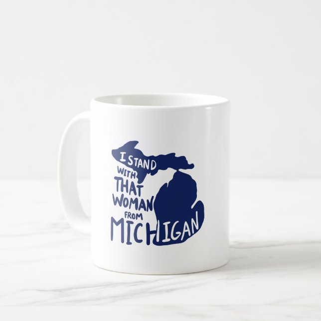 Caneca De Café Eu fico com aquela mulher de Michigan (Frente Esquerda)