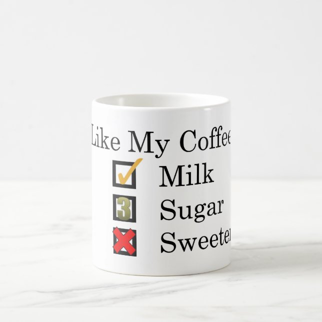 Caneca De Café Eu Gosto. Café com Leite e 3 Açúcares Coffee Mug (Centro)