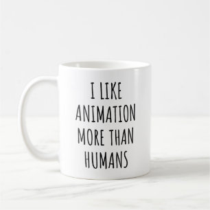 Caneca De Café Eu gosto de animação mais do que humanos, anime en