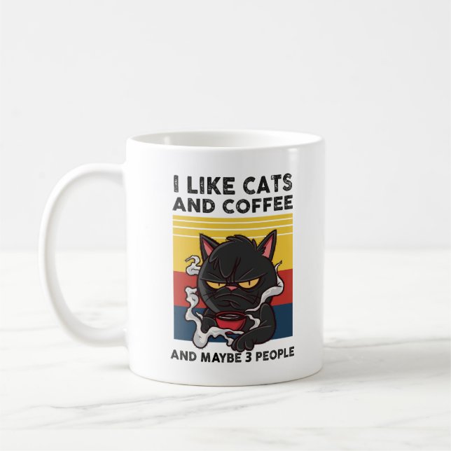 Caneca De Café Eu Gosto De Gatos E Café E Talvez 3 Pessoas (Esquerda)