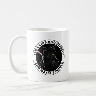 Caneca De Café Eu Gosto De Gatos E Hóquei E Talvez 3 Pessoas