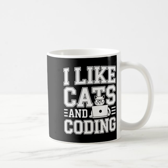 Caneca De Café Eu Gosto de Gatos e Programador de Codificação em  (Direita)