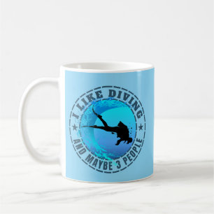 Caneca De Café Eu Gosto de Mergulho E Talvez 3 Pessoas