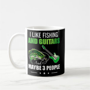 Caneca De Café Eu gosto de pesca e guitarras e talvez três pessoa