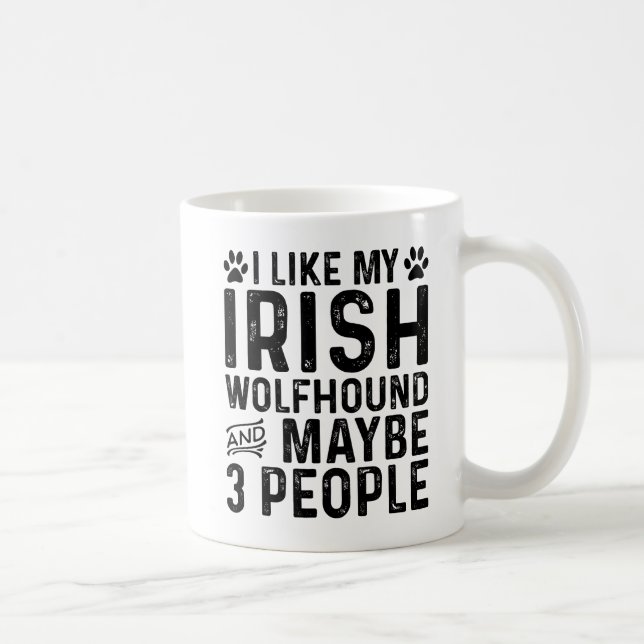 Caneca De Café Eu Gosto do Meu Irish Wolfhound E de 3 Pessoas (Direita)