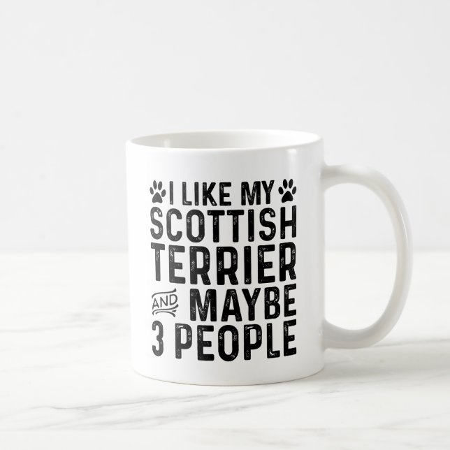 Caneca De Café Eu Gosto do Meu Terrier Escocês E 3 Pessoas (Direita)