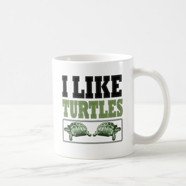 Caneca De Café Eu gosto do texto grande das tartarugas (Direita)