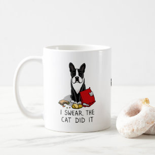 Caneca De Café Eu juro, o gato fez isso Boston Terrier (preto)