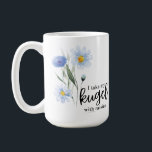 Caneca De Café Eu Levo Meu Kugel Com Asas<br><div class="desc">Um acento para a discussão clássica de todos os feriados judeus na minha família, esta design é para aqueles que amam seu Kugel (sobremesa de macarrão de ovo) com passas. Ilustrada com delicadamente amareladas flores azuis, a design evoca um sentimento clássico enquanto se cola a um ditado de nicho. Se...</div>