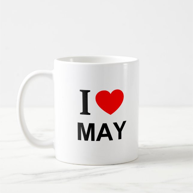 Caneca De Café Eu ❤️ MAIO EU AMO MAIO EU CORAÇÃO MAIO (Esquerda)